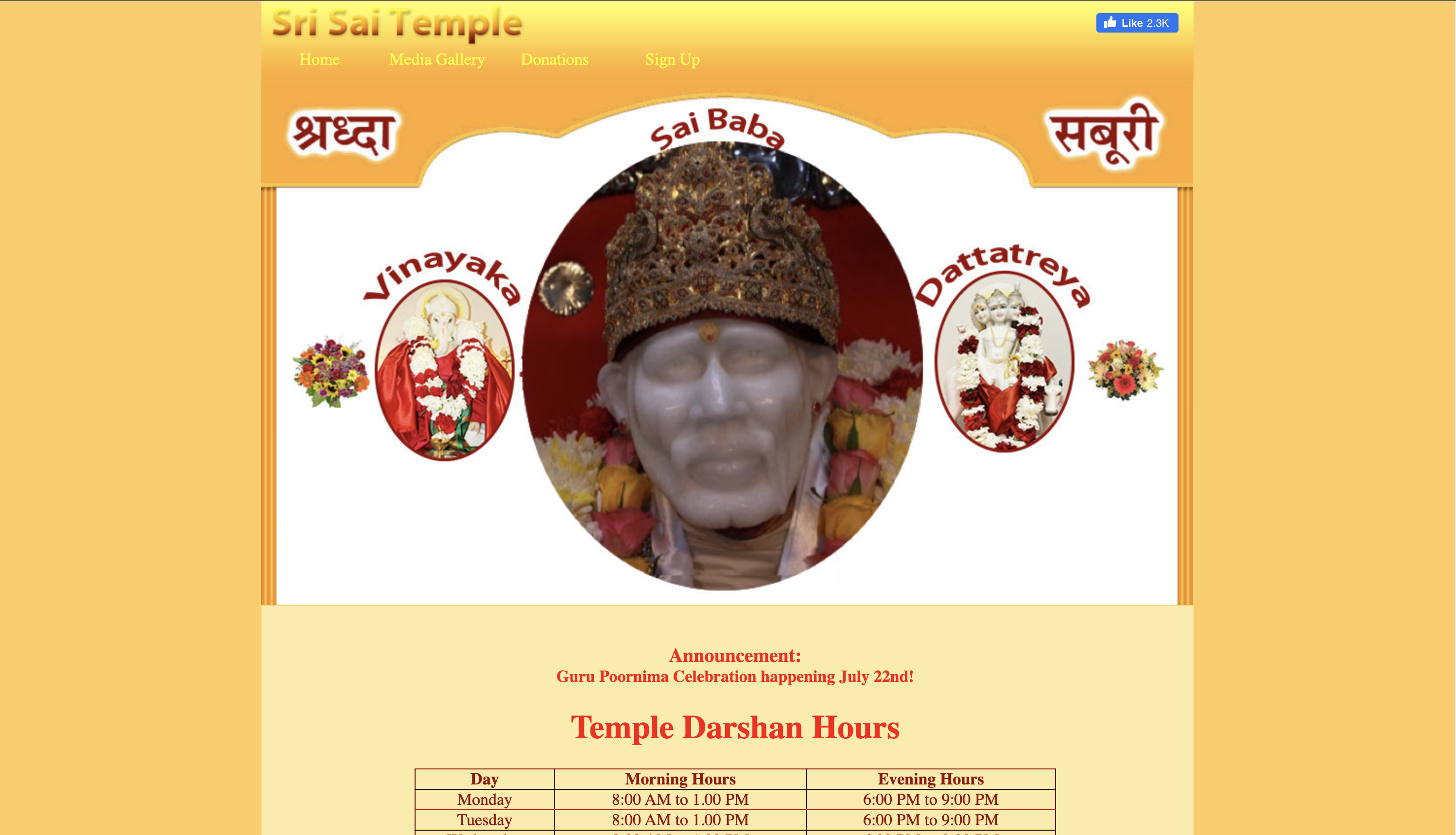 Sri Sai Temple Website